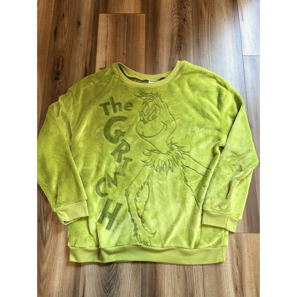 The Grinch Christmas Fleece Shirt Women's XL Green Soft Cozy Long Sleeve